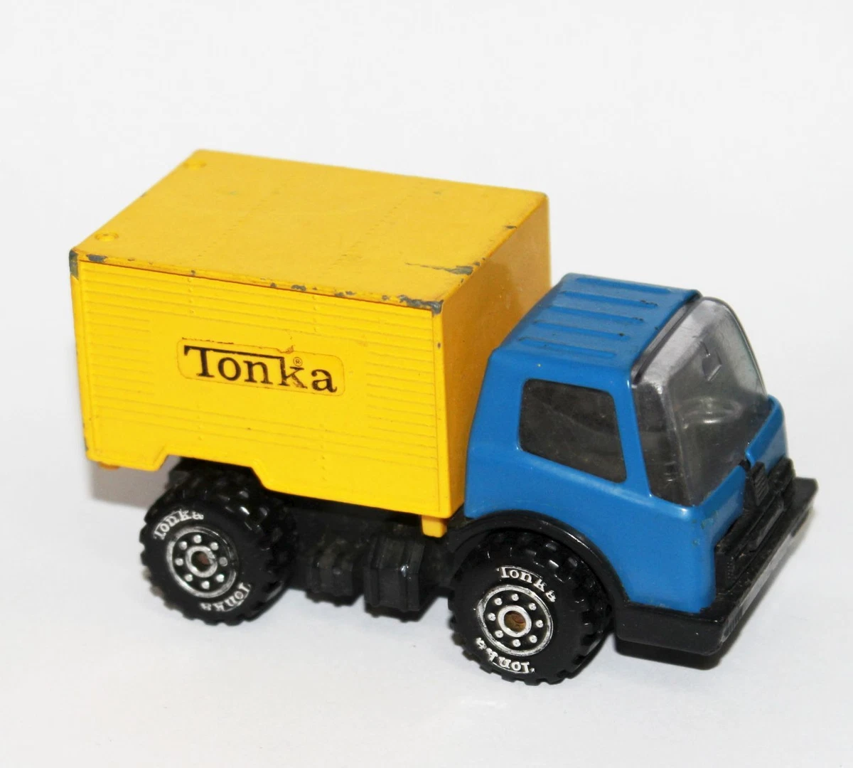 Vintage Tonka Toys Japan Retro Small Blue Yellow Moving Delivery Box Truck Metal