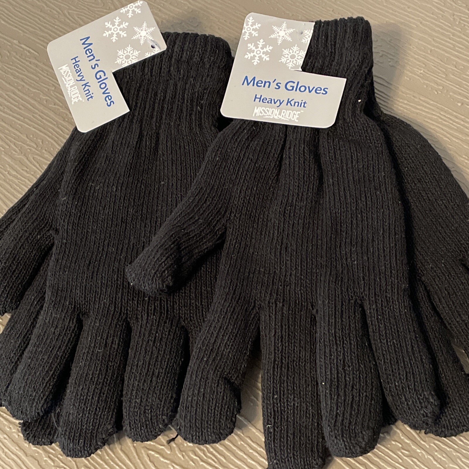 2 Pair Men Women Adult Heavy Knit Gloves Black Outdoor Snow Garden New