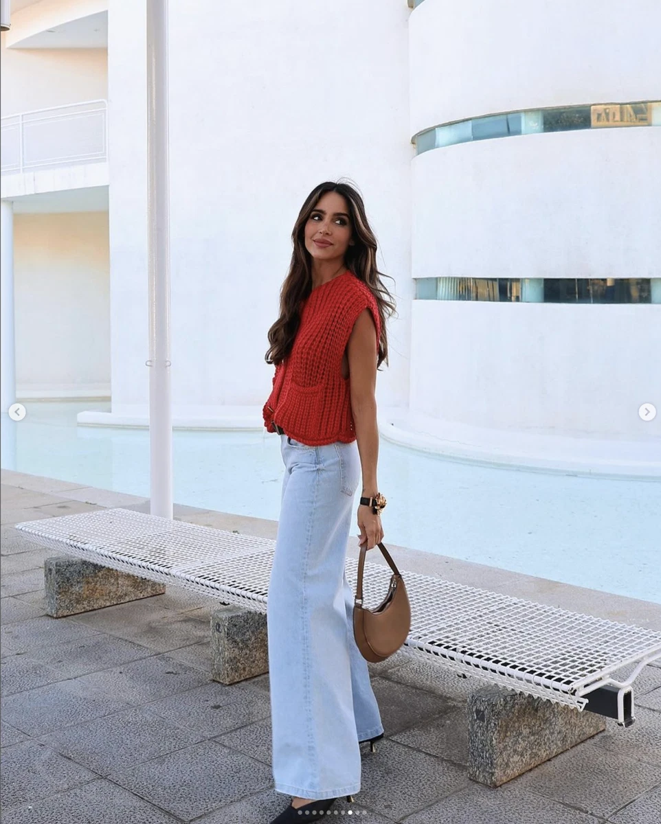 ZARA NEW WOMAN SS24 LIGHT BLUE Z1975 LOW RISE PALAZZO JEANS REF