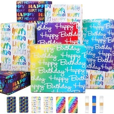 Wrapping Paper Birthday Wrapping Paper with Hradient Multi-colour "Happy Birt...
