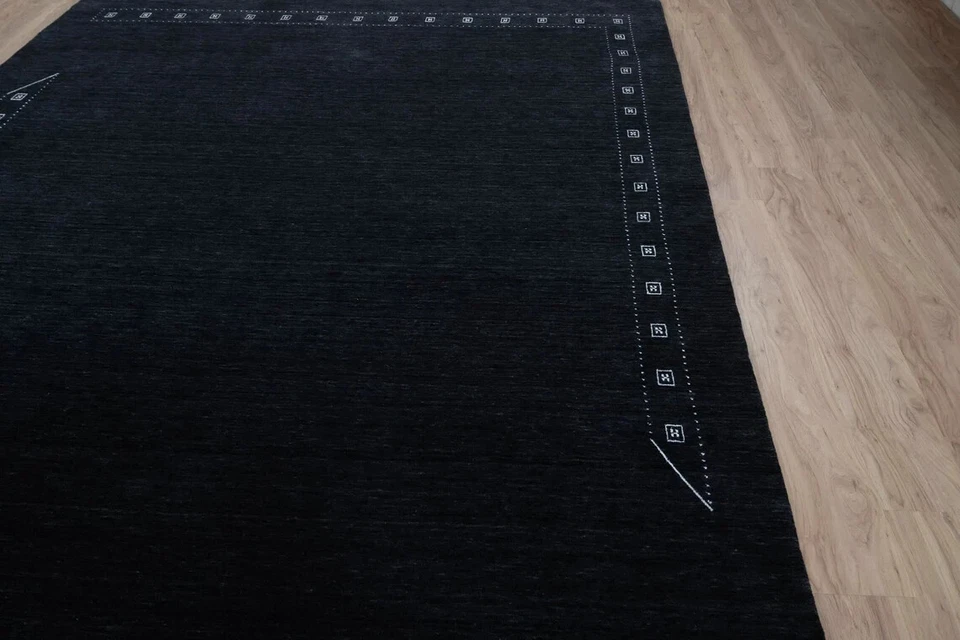 9' x 12' Farmhouse Black Gabbeh Rug Bedroom Soft Pile Carpet ,Oversize Charcoal - Image 4 of 4