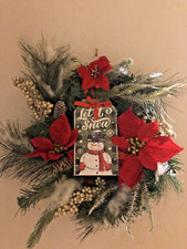 Christmas Wreath Snowman 15" Tall Let It Snow