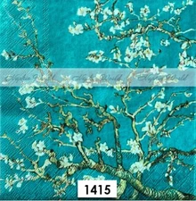 (1415) TWO Paper LUNCHEON Decoupage Art Craft Napkins - ALMOND BLOSSOMS TREE