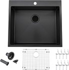VALISY 25 x 22 x 10 Inch Top Mount 16 Gauge Stainless Steel Drop In with Rack