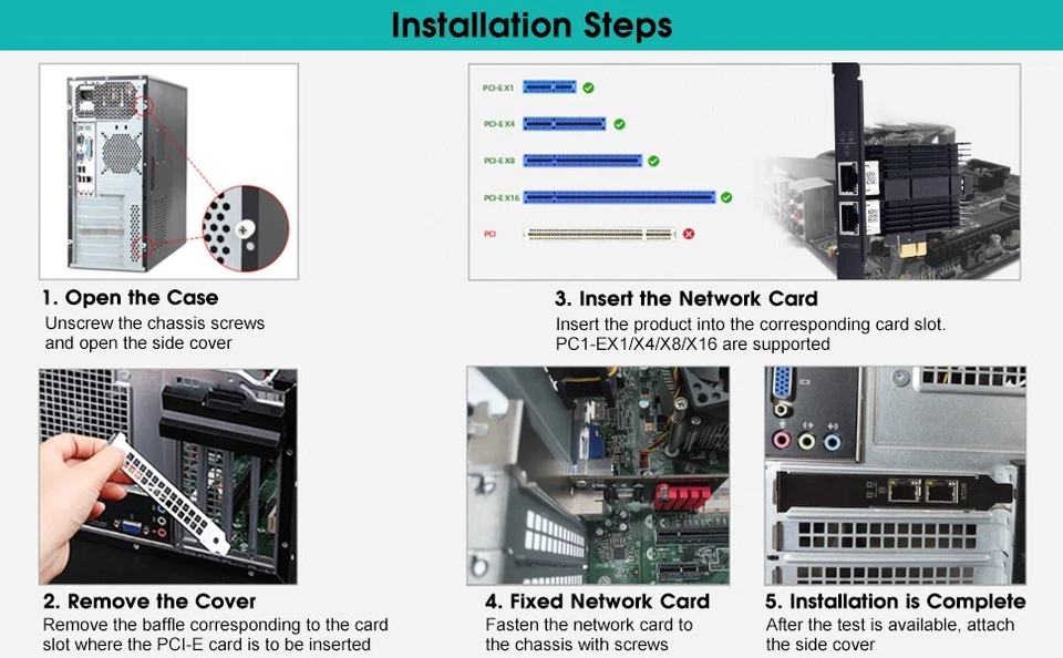 2.5Gbps Dual RJ45 Port with Intel I226 NIC for Gaming Ethernet Network Adapter - Image 4 of 4