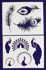 Peacock Stencils 2 Piece Set -Mylar 14 Mil Painting/Crafts/Stencil/Template