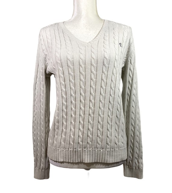 Women’s RALPH LAUREN White w/ Shoulder buckles Cotton Pullover Sweater