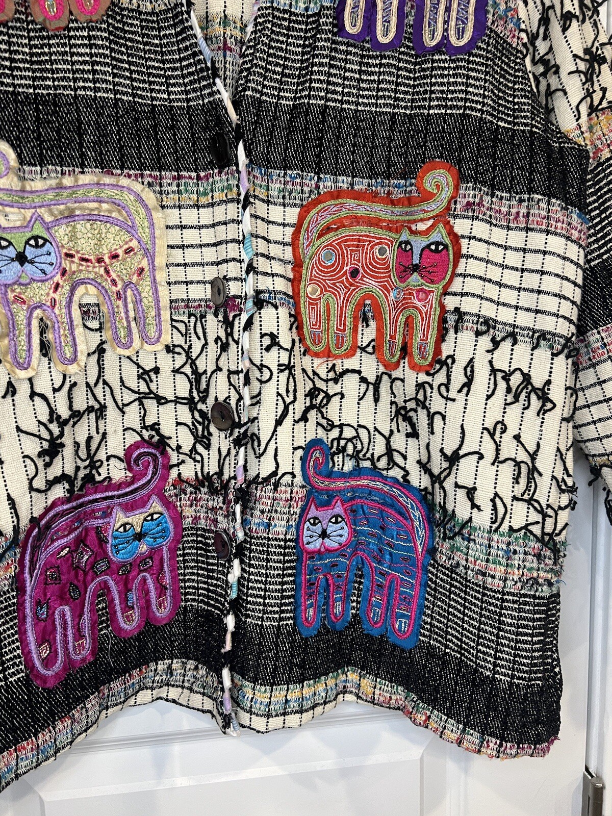 Yak Majik Jacket Size Large Patchwork Fringe Bead… - image 7