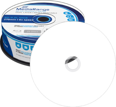 50 MediaRange BD-R DL 50GB 6x Bluray Rohlinge Bedruckbar full printable Spindel 