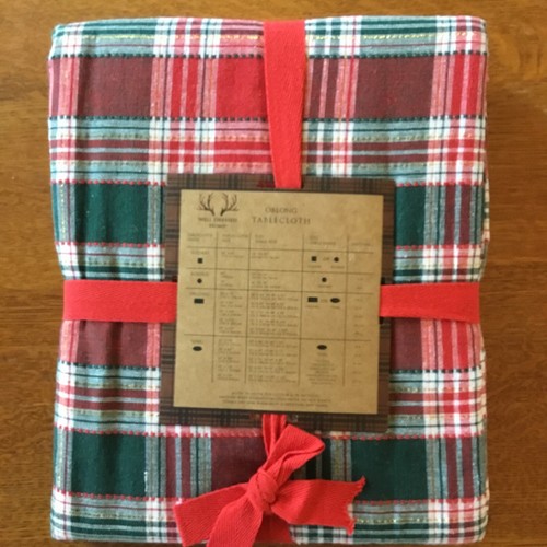 Well Dressed Home Red, Green, Gold Plaid Cotton Christmas Tablecloth 60 x 120 - Picture 2 of 2