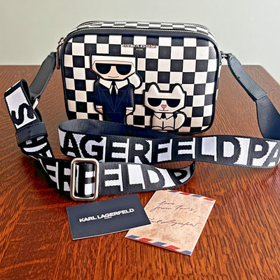 NWT Karl Lagerfeld Paris Maybelle Black White Checker Crossbody Camera Bag
