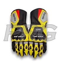 Aprilia Motorbike Racing Gloves – Genuine Leather Protective Riding Gauntlets