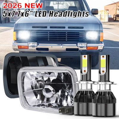 For Nissan Pickup 1987-1997 Pair 7x6 5x7 NEW LED Headlights Hi/Lo Beam DRL Kit