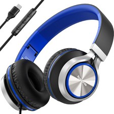 USB C Headphones with Mic and Volume Control, Over Ear Stereo Headsets for iP...