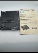 Sony D-250 Discman Portable CD Player  Case, Adapter, Battery, Manual As-Is