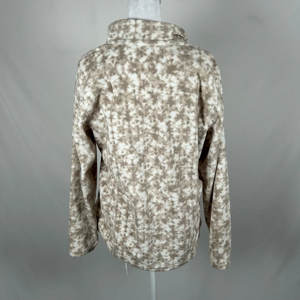 Chaqueta polar Eddie Bauer blanca tostada cremallera completa cuello superior grande informal calce relajado Foto 3 de 4