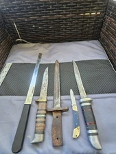 Vtg Lot of 5 Different Knives Kitchen, Pocket Hunting Cattaraugus, Wilkinson P2