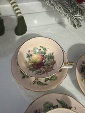 Regency China Teacups and Saucers Orchard Fruits X3