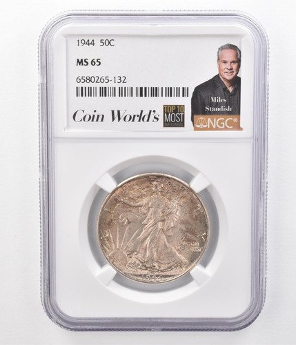 1944 Walking Liberty Half Dollar Miles Standish MS65 NGC Beautifully Toned a0025