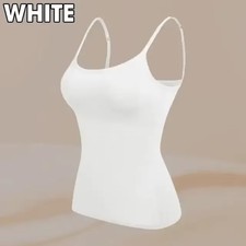 Women's Camisole Bra Tank Top Built-In Padded Pink Solid Elastane Summer