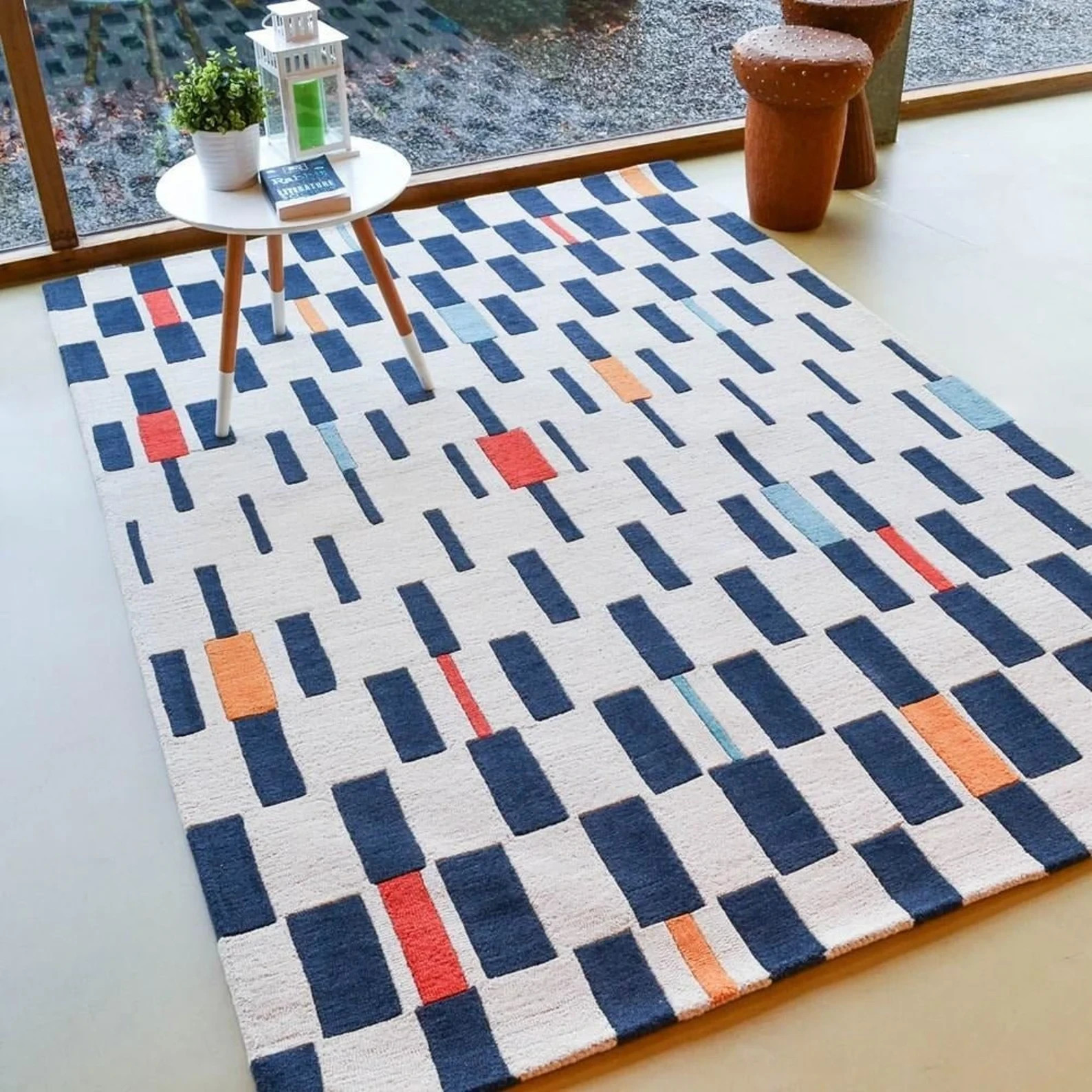Abstract Modern Hand-Tufted 100% Wool Handmade Area Rug Carpet for Home Decor