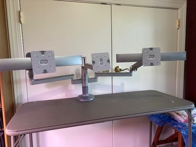 Humanscale M-Flex  3 monitor arm set with 2 sliders, silver with silver plates.