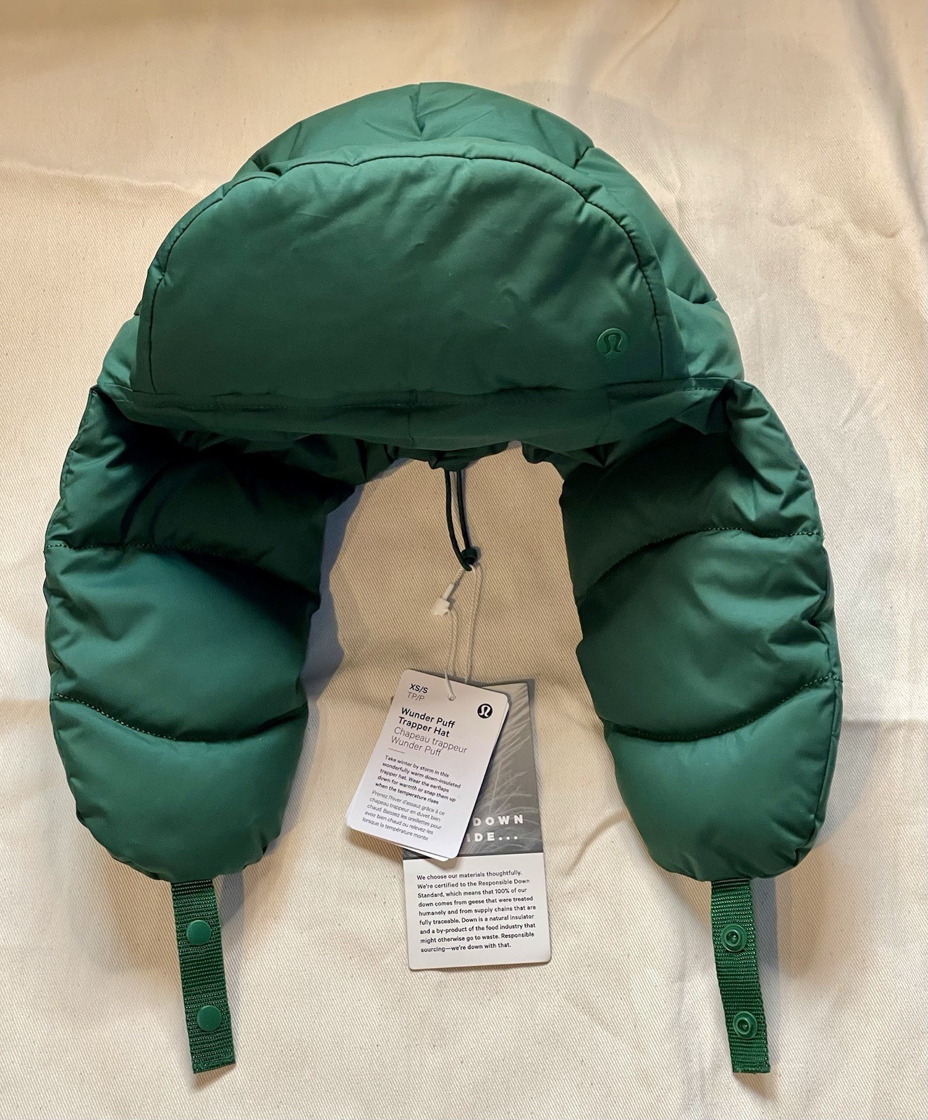 NWT Lululemon Wunder Puff Trapper Hat XS/S Adjustable Custom