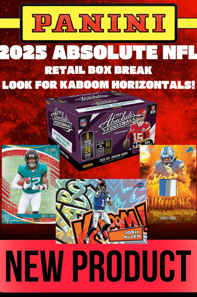 $1 Auctions! 2025 Panini Absolute NFL Retail box break.  Kaboom chase!