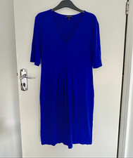 Isabella Oliver Blue Maternity Jersey Dress V-Neck Short Sleeve UK 12