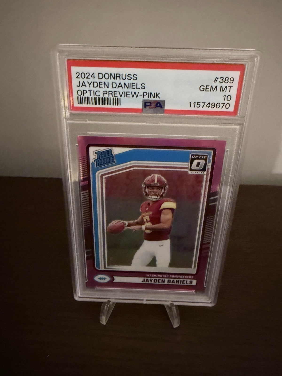 2024 Donruss Jayden Daniels Optic Preview Pink Rated Rookie #389 PSA 10