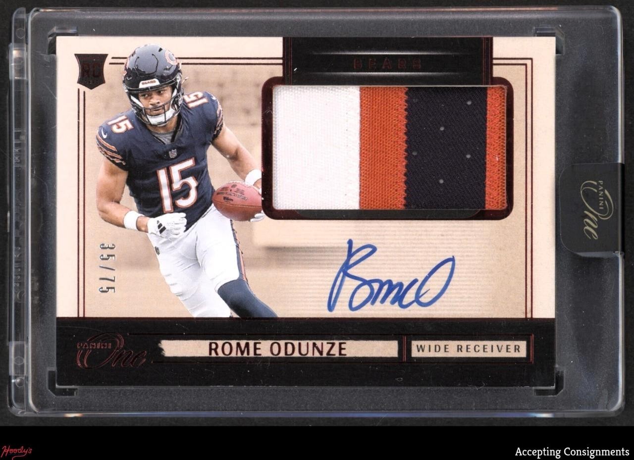 2024 Panini One Red #4 Rome Odunze RC ROOKIE PATCH AUTO RPA 35/75 Bears