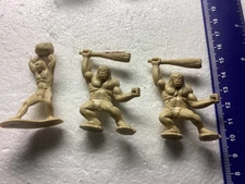 TIM MEE Cavemen Tan Plastic Vintage Playset Caveman Figure Lot of 3.