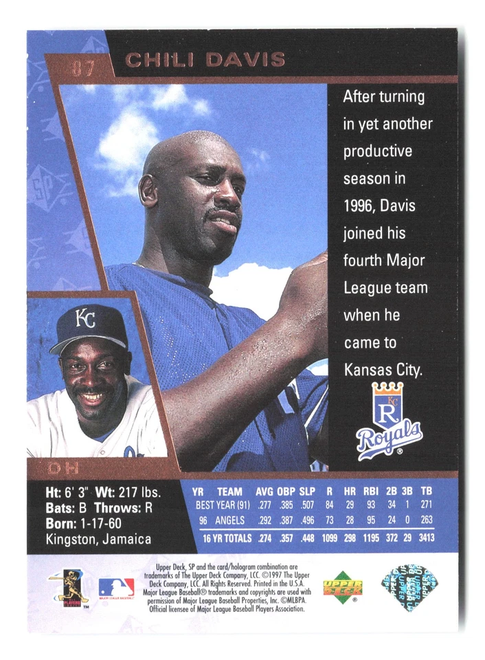 1997 SP #87 Chili Davis - Image 2 of 2