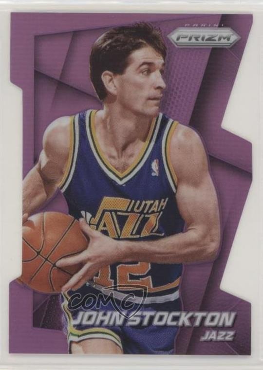 2014-15 Panini Prizm Purple Die-Cut Prizm 50/139 John Stockton #154 HOF 0s3