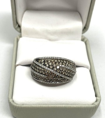 Le Vian 14K White Gold Chocolate & Vanilla Diamond Wave Dome Ring   Size 9.5