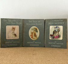 Vtg Beatrix Potter Book Set 3 Benjamin Bunny Miss Moppet Two Bad Mice 1930 Warne