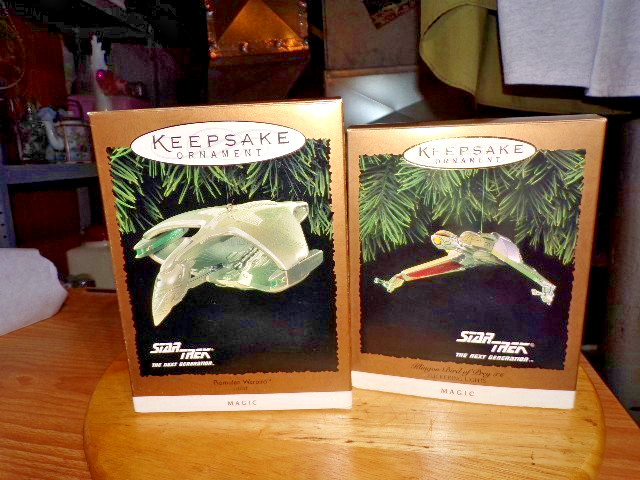Hallmark Ornament Lot of 2 Star Trek Next Gen Romulan War Bird & Klingon Ship
