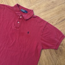 Polo Ralph Lauren Shirt Mens Size Large Short Sleeve Red Shirt Blue Pony Logo
