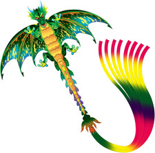 Green Dragon Kite Beautiful and Easy Flyer Kite for Children and Adult with Long