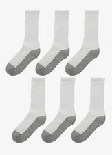 Jefferies L14825 Kids 6 Pack Seamless Sport Crew Half Cushion Socks Size M 12-6