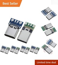 10PCS USB Type C Male/Female Connectors - 24P PCB Soldering Adapters