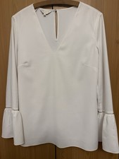 Ted Baker London Ivory Blouse Top Size 4 UK 12 Fluted Sleeve Keyhole