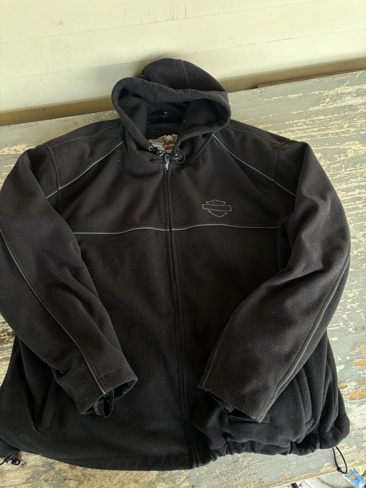 Harley-Davidson Men's 3XL Fleece Jacket Heated No Battery Hooded Full Zip Black