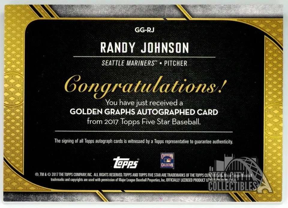 Randy Johnson 2017 Topps Five Star Golden Graphs Auto Card #GG-RJ 5/5 - Image 2 of 2