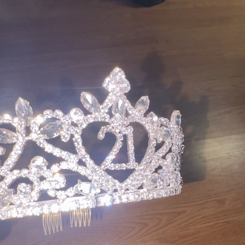 Silver Rhinestone Floral Birthday Tiara Crown for Women