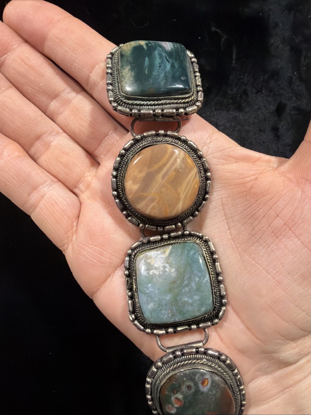 Vintage Multi-Stone Statement Bezeled Silver-tone… - image 17