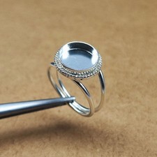 925 Sterling Silver Bezel Round 10x10mm Cup Ring Blank DIY Cabochon Setting