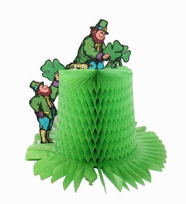 VTG Beistle St Patricks Day Honeycomb Leprechaun Top Hat Die Cut Tissue Paper