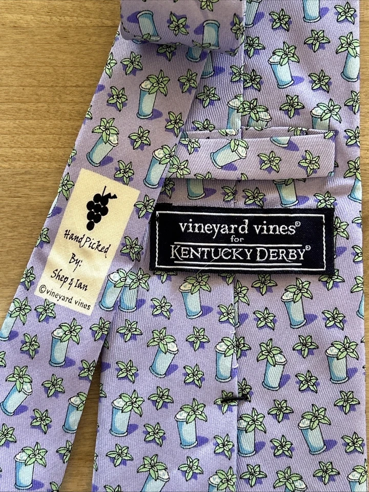 Corbata vintage Vineyard Vines Kentucky Derby para hombre color lila Foto 2 de 4