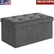 Folding Storage Ottoman 21 Gal Durable Bench Holds 660 lb Living Room Entryway